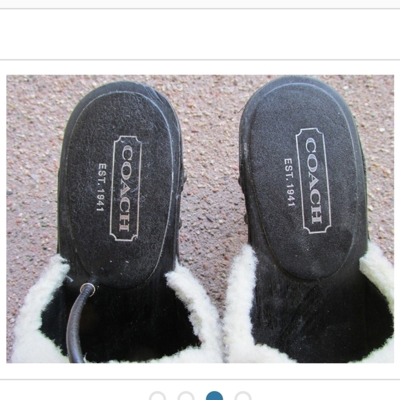 AUTHENTIC VINTAGE COACH SIGNATURE C & FUR MULE CLOGS SHOES SIZE 8 - Picture 7 of 7